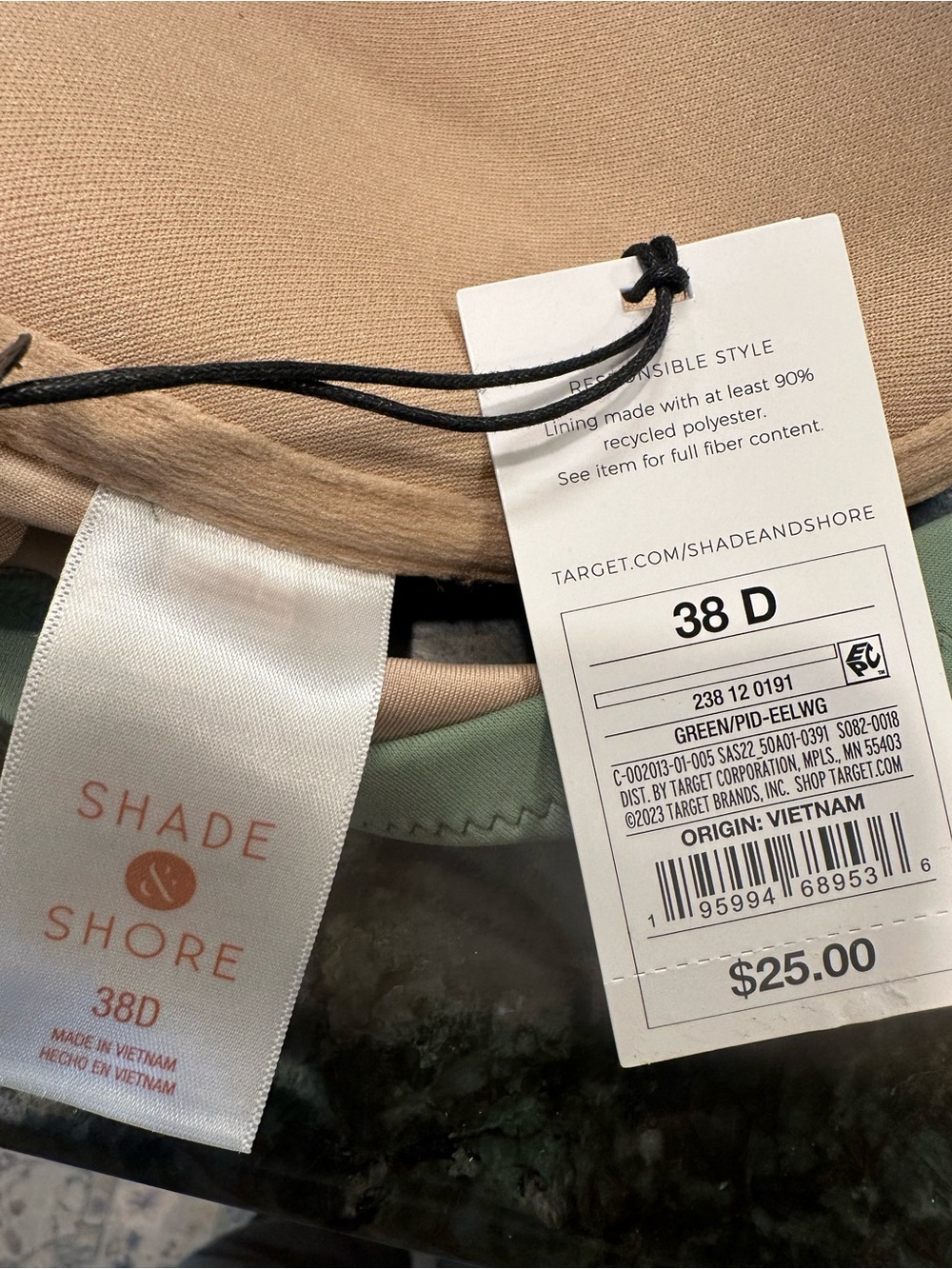 Shade & Shore Olive Green Padded Underwire Bikini Top with Halter Tie - Picture 7 of 7